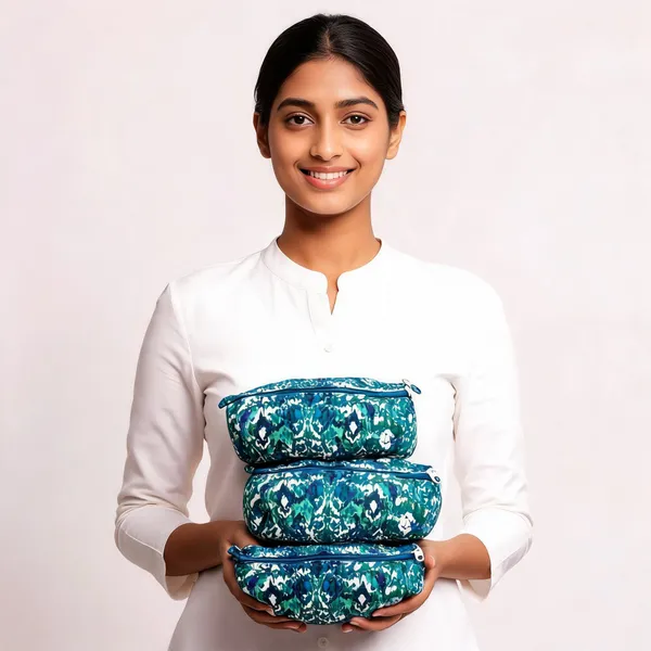 Blue_Cotton_Quilted_Floral_Print_Makeup_Pouch_Set_For_Women