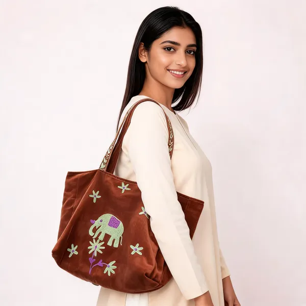 Brown_Velvet_Embroidered_Tote_Bag_For_Women