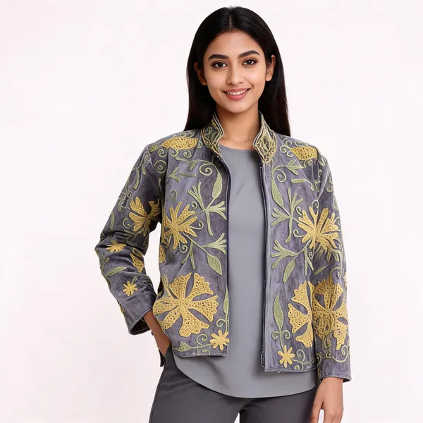 Grey_Velvet_Embroidered_Bandhgala_Jacket_For_Women