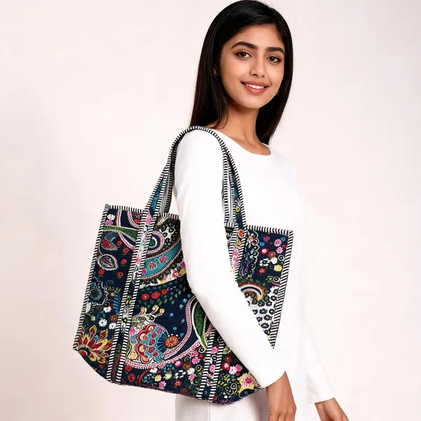 Multicolour_Cotton_Paisley_Floral_Quilted_Tote_Bag_For_Women