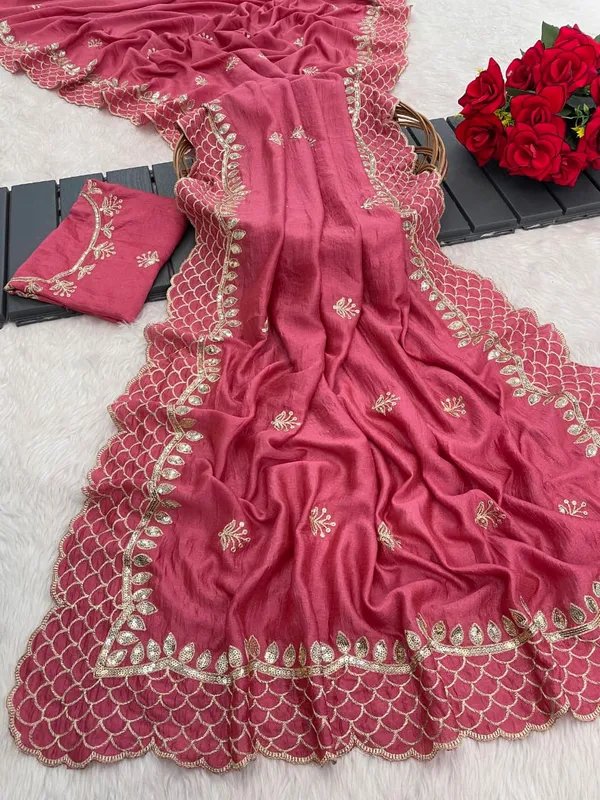Pink_Vichitra_Silk_Saree_For_Women