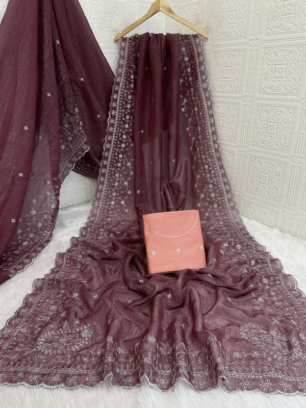 Maroon_Net_Embroidered_Saree_For_Women