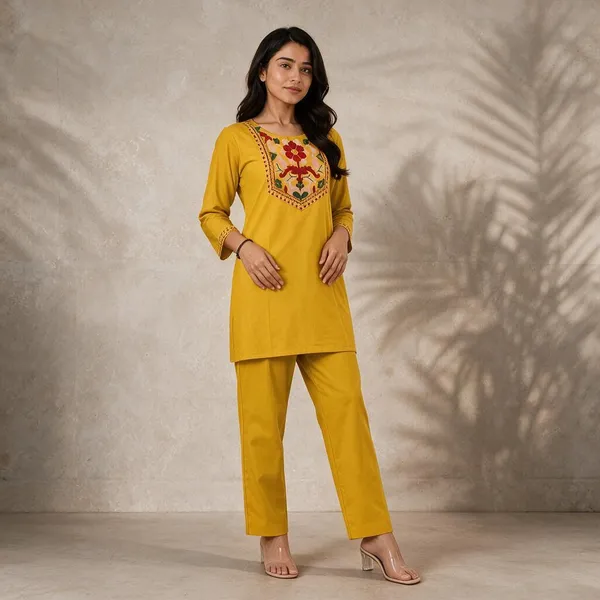Yellow_Cotton_Kurta_Set_For_Women