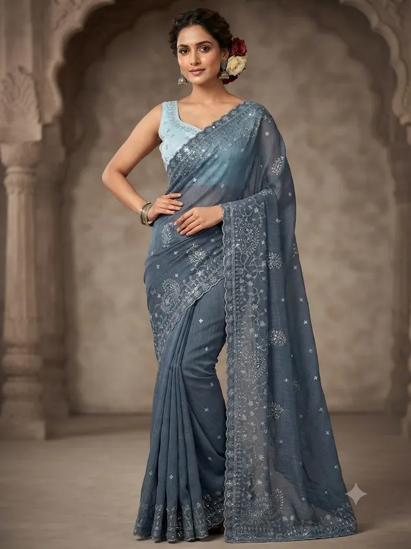 Blue_Soft_Crunchy_Crush_Saree_For_Women