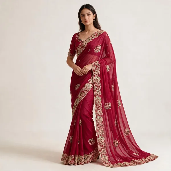 Magenta_Georgette_Saree_For_Women