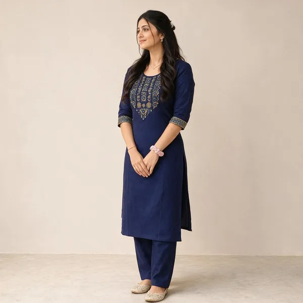 Navy_Blue_Cotton_Kurta_Set_For_Women
