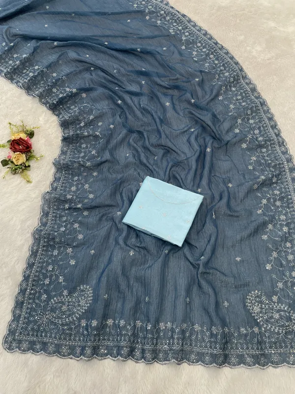 Blue_Sheer_Embroidered_Saree_With_Blouse_Piece_for_Women