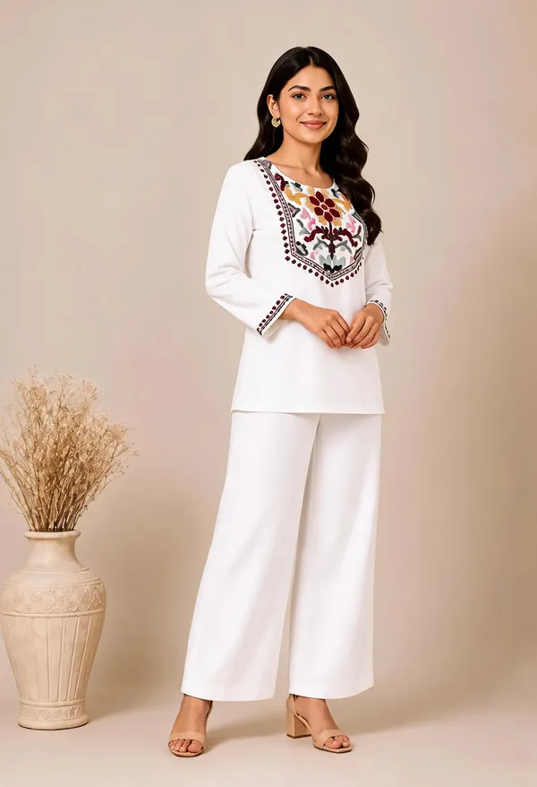 White_Cotton_Kurta_Palazzo_Set_For_Women