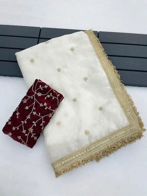 White_Fendi_Satin_Saree_For_Women