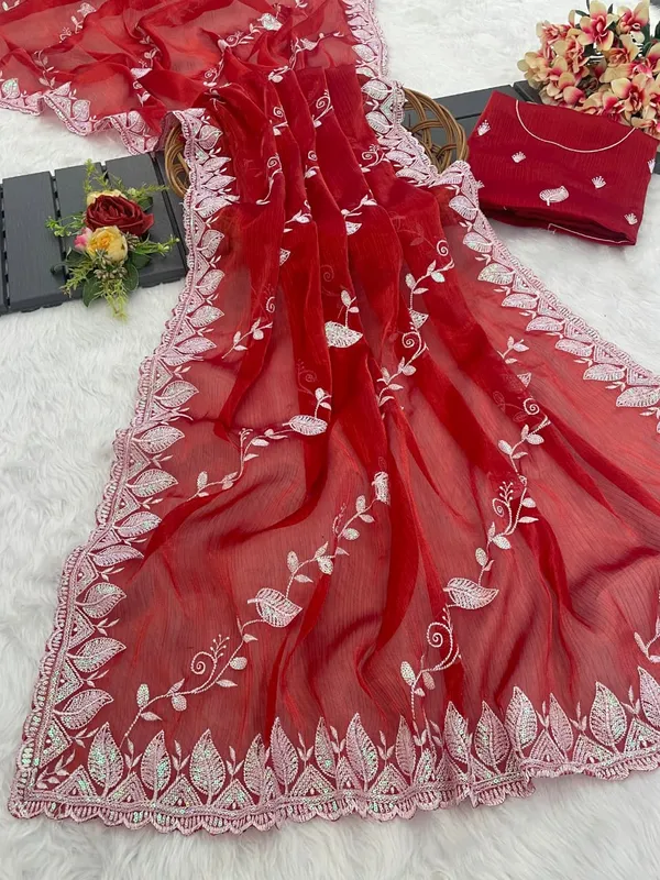 Red_Chiffon_Saree_For_Women