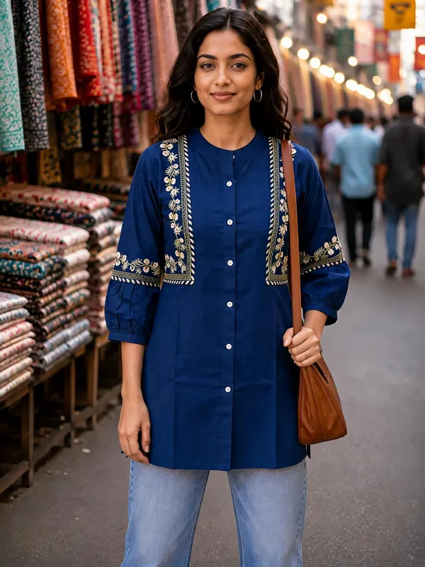Blue_Cotton_Kurti_For_Women