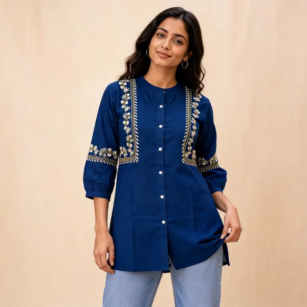 Blue_Cotton_Kurti_For_Women