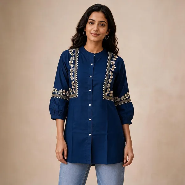 Blue_Cotton_Kurti_For_Women