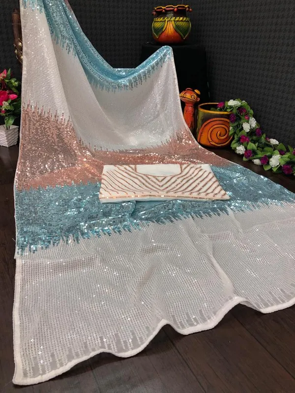 White_Georgette_Saree_For_Women