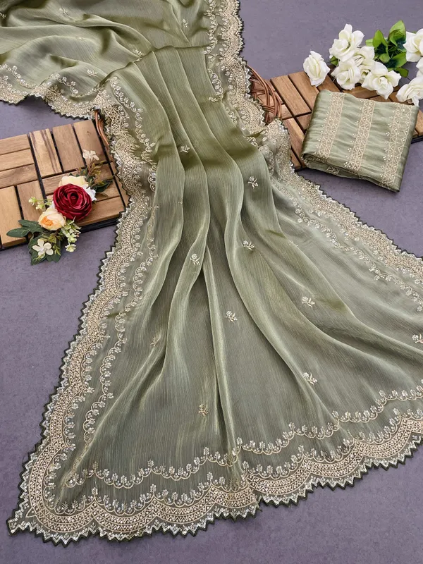 Sage_Green_Chiffon_Saree_For_Women