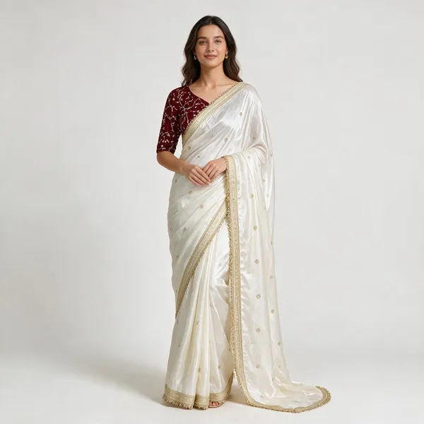 White_Fendi_Satin_Saree_For_Women