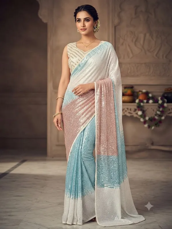 White_Georgette_Saree_For_Women