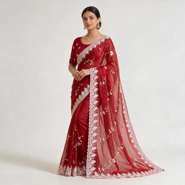 Red_Chiffon_Saree_For_Women