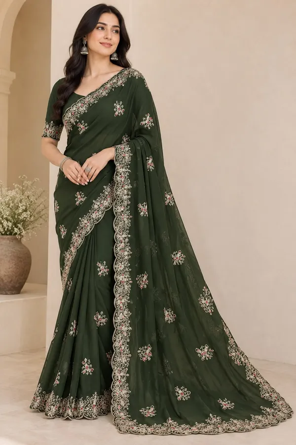 Green_Georgette_Saree_For_Women