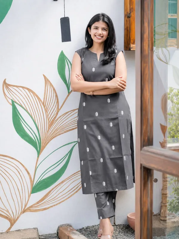 Grey_Cotton_Kurta_Set_For_Women