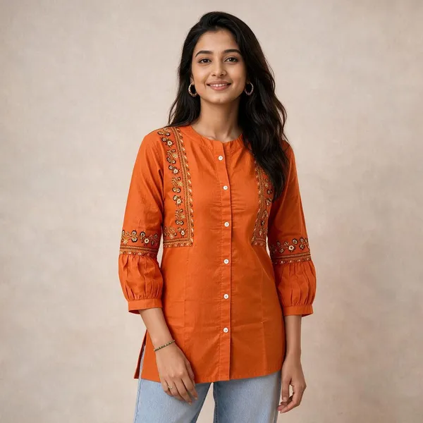 Orange_Cotton_Kurta_For_Women