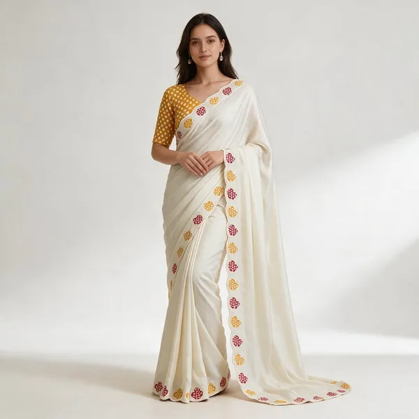 White_Vichitra_Silk_Saree_For_Women