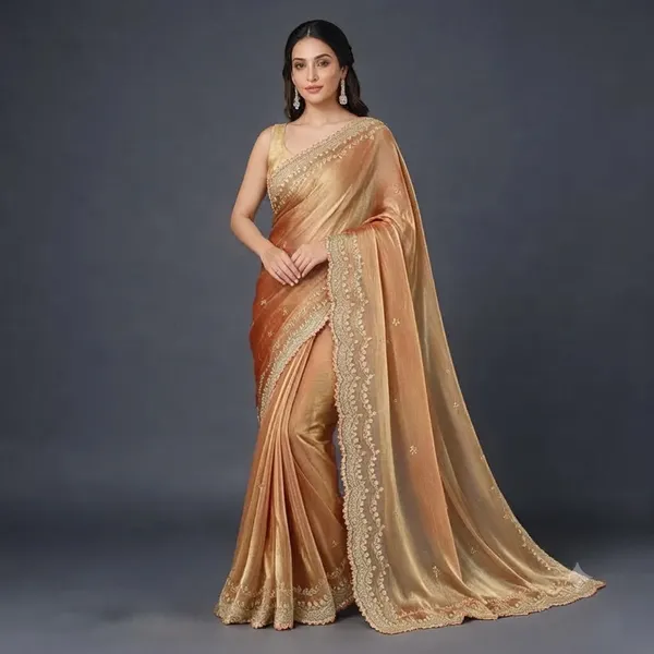 Peach_Chiffon_Saree_For_Women