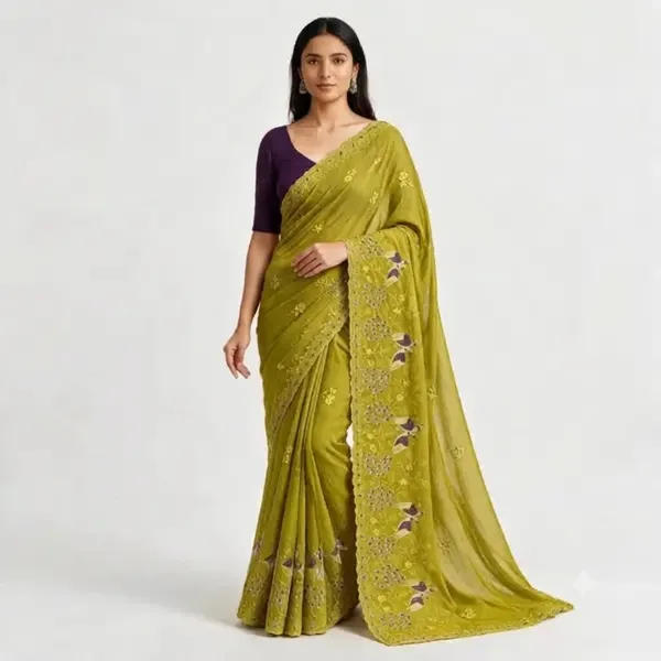 Lime_Vichitra_Silk_Saree_For_Women
