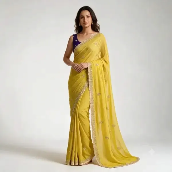 Yellow_Vichitra_Silk_Saree_For_Women