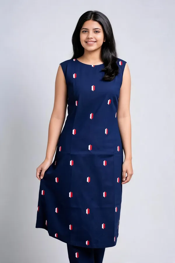 Navy_Cotton_Kurta_Set_For_Women