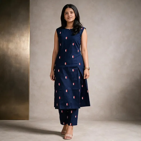 Navy_Cotton_Kurta_Set_For_Women