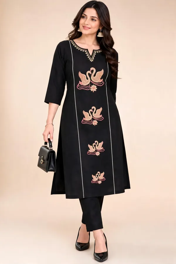 Black_Cotton_Kurta_Set_For_Women