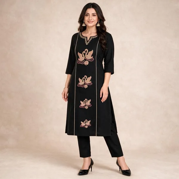 Black_Cotton_Kurta_Set_For_Women