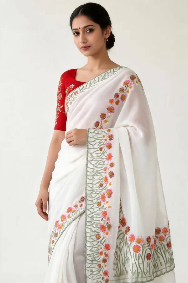 White_Vichitra_Silk_Saree_For_Women