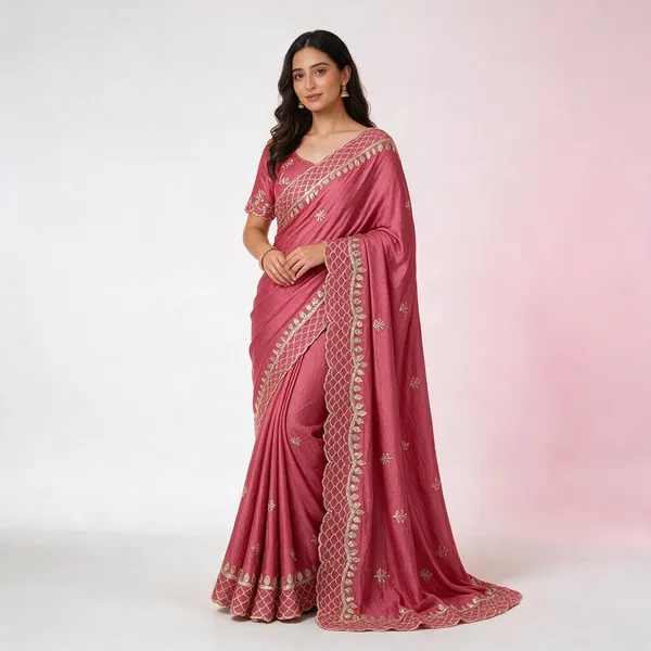 Pink_Vichitra_Silk_Saree_For_Women