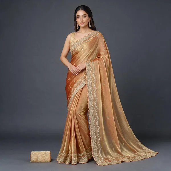 Peach_Chiffon_Saree_For_Women