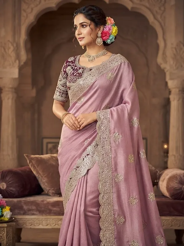 Maroon_Fendi_Satin_Blouse_And_Dupatta_Set_For_Women