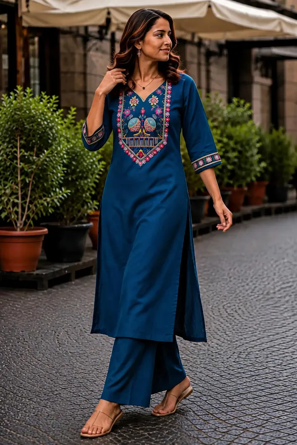 Blue_Cotton_Kurta_Set_For_Women