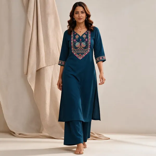 Blue_Cotton_Kurta_Set_For_Women