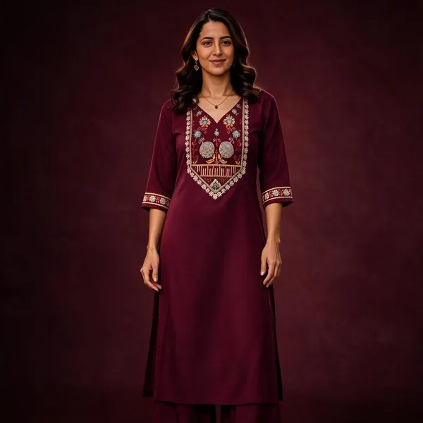 Maroon_Cotton_Kurta_Set_For_Women