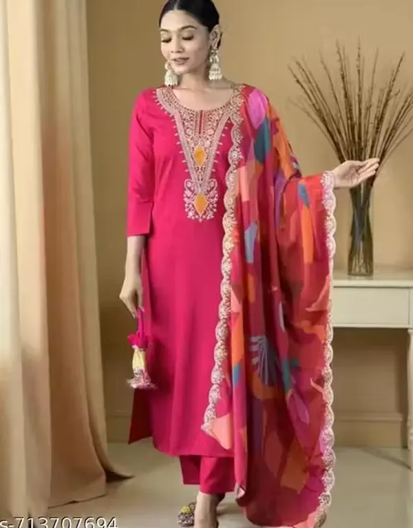 Pink_Rayon_Slub_Straight_Embroidered_Kurta_Set_For_Women