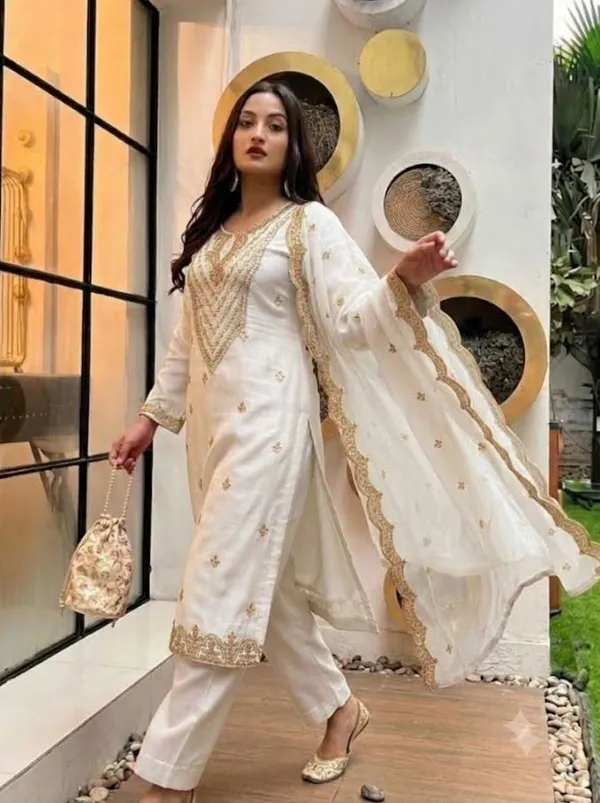 White_Rayon_Slub_Straight_Embroidered_Kurta_Set_For_Women
