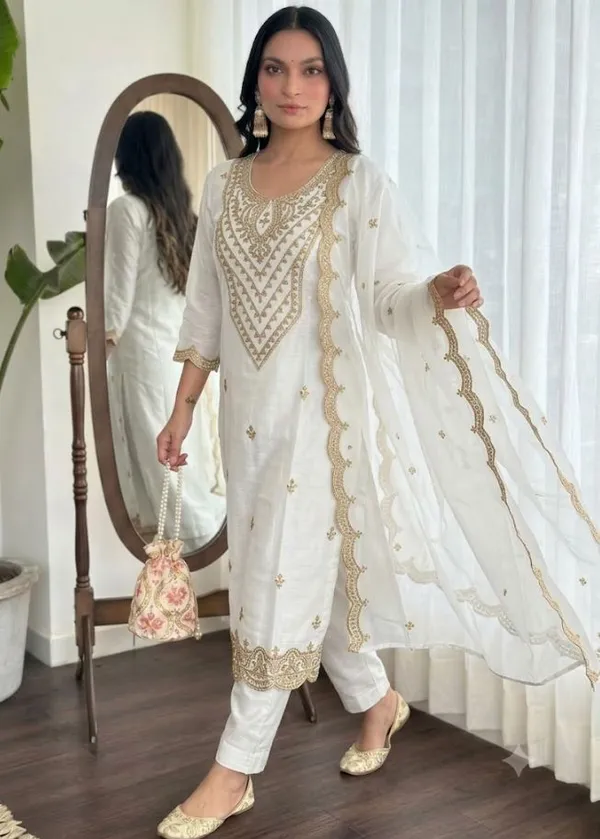 White_Rayon_Slub_Straight_Embroidered_Kurta_Set_For_Women