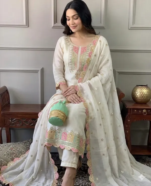 White_Rayon_Slub_Straight_Embroidered_Kurta_Set_For_Women