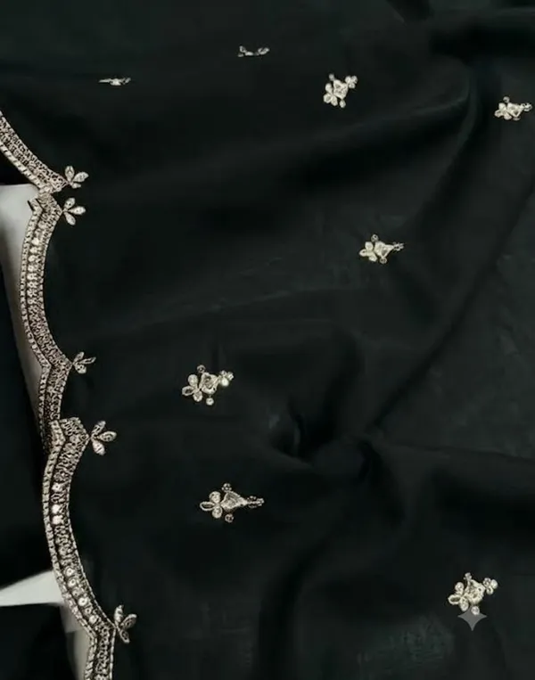 Black_Rayon_Slub_Straight_Embroidered_Kurta_Set_For_Women