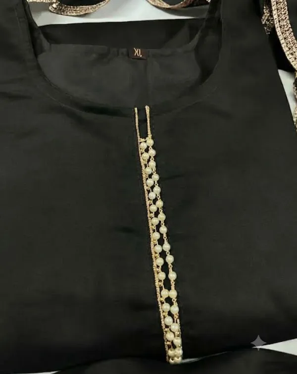 Black_Rayon_Slub_Straight_Embroidered_Kurta_Set_For_Women