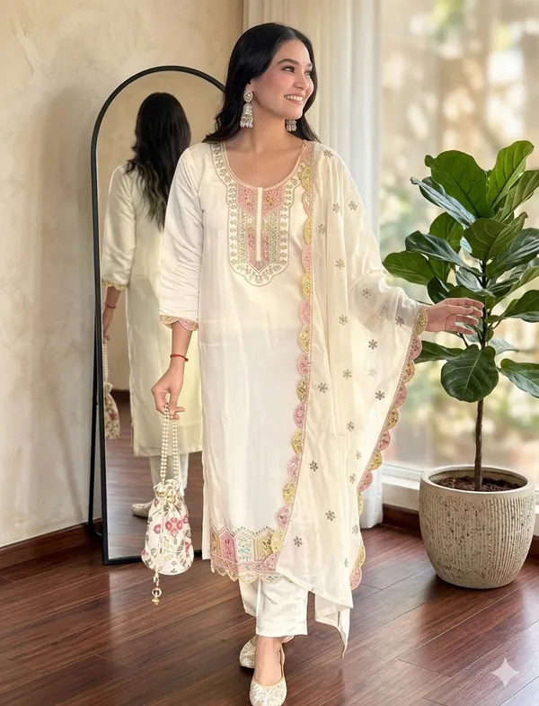 White_Rayon_Slub_Straight_Embroidered_Kurta_Set_For_Women