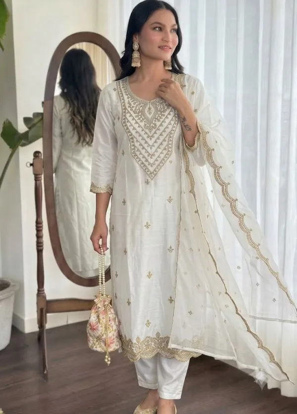 White_Rayon_Slub_Straight_Embroidered_Kurta_Set_For_Women