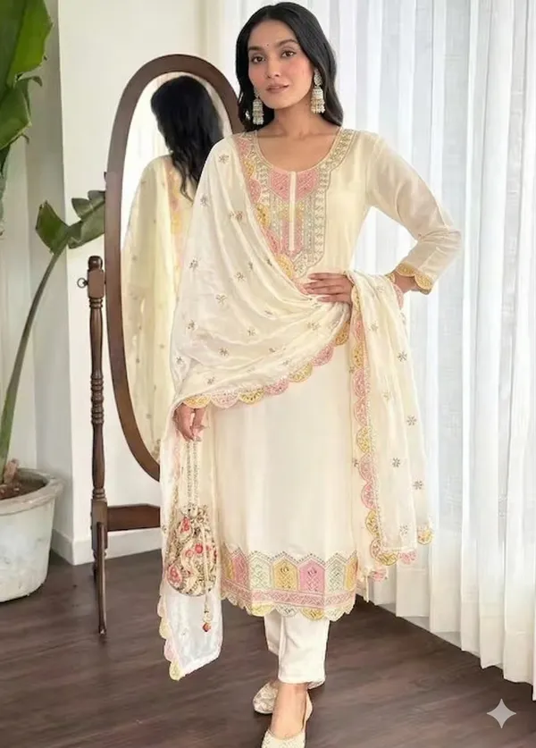 White_Rayon_Slub_Straight_Embroidered_Kurta_Set_For_Women