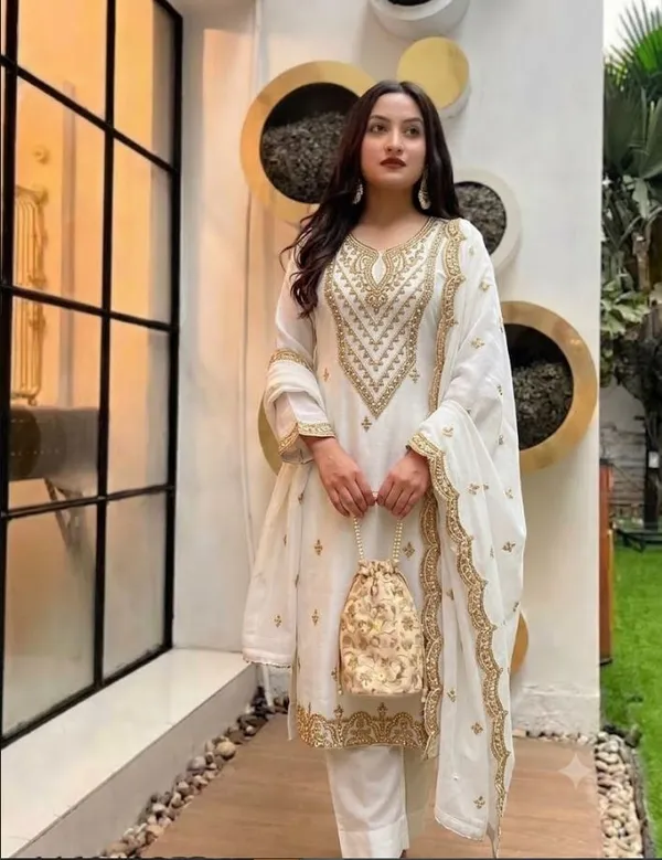 White_Rayon_Slub_Straight_Embroidered_Kurta_Set_For_Women